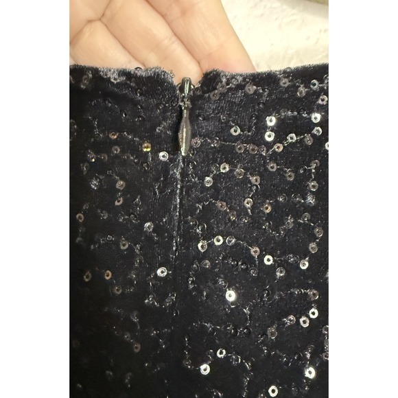 RSVP Talbots Womens 16 Black Formal Party Dress Velvet Sequins Cruise Holiday - Picture 3 of 9